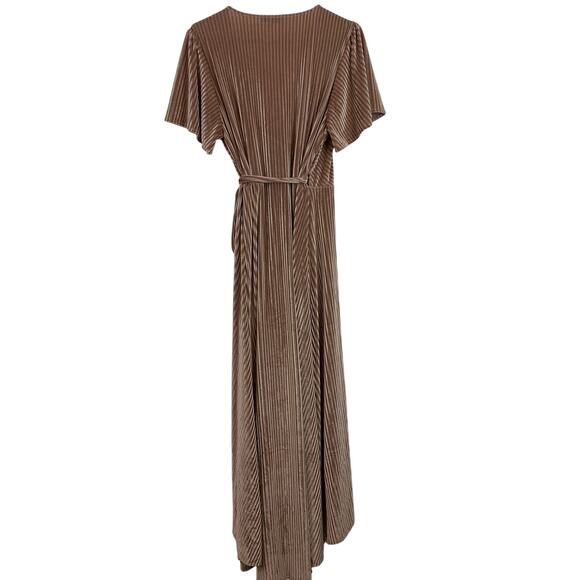NWT Baltic Born Andi Ribbed Velvet Velour Wrap Maxi Dress Champagne XL - Picture 11 of 12